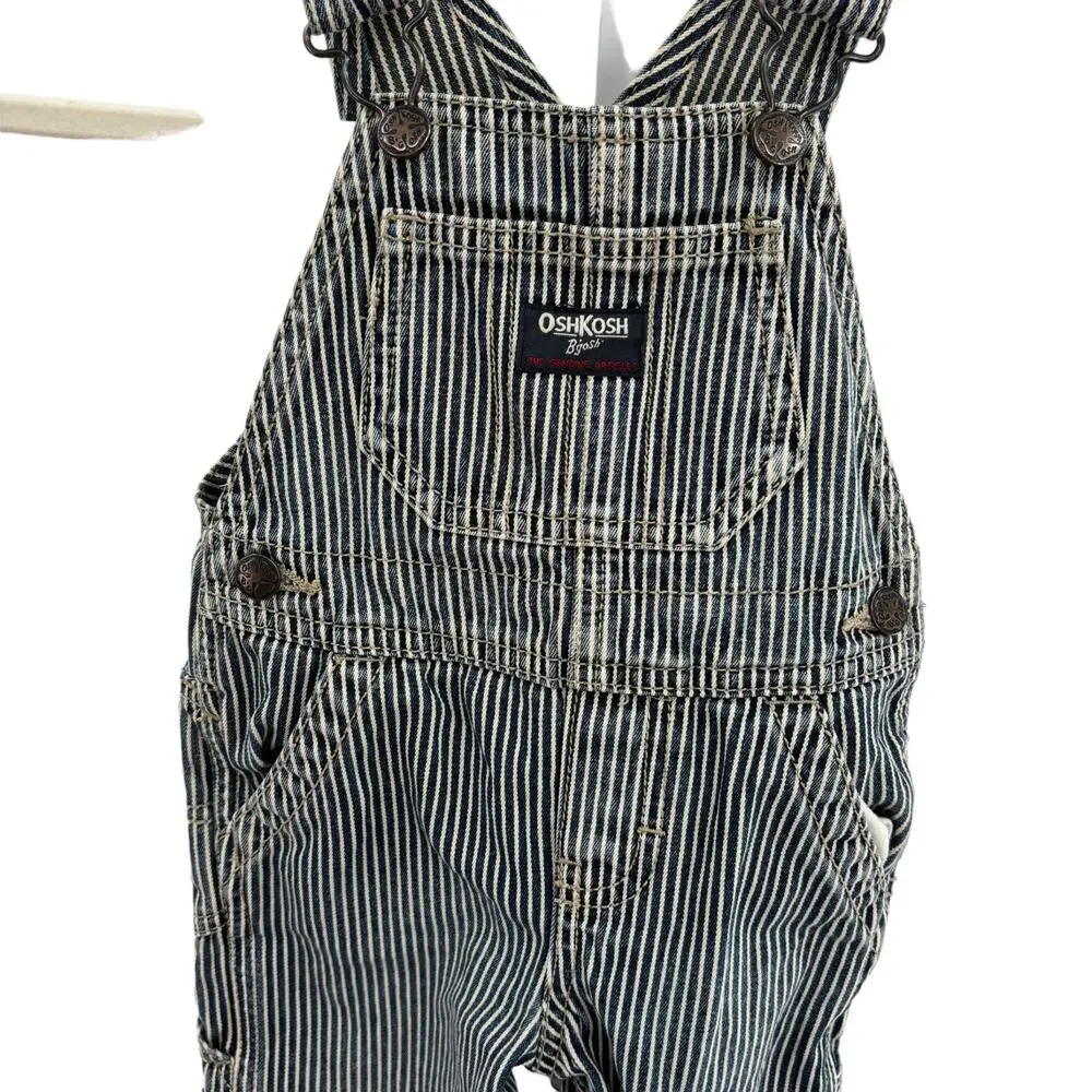 OshKosh B'Gosh Blue Pinstripe Railroad Baby Overalls